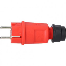 ABL Schuko Stecker Hightech Stecker IP44 rot 250V / 16A   IP44, für Leitungen bis H07RN-F 3x2,5mm², VDE