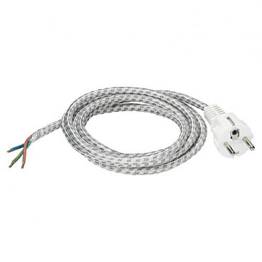 Bügeleisen Anschlusszuleitung, H03 RT-F, 3 x 0,75²mm, 2 m, weiß/grau  