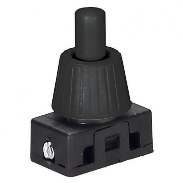 Druck Einbau Schalter  Hals 12mm schwarz 230V / 2A Gewindedurchmesser 10mm