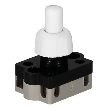 Druck Einbau Schalter Hals  8mm weiß 230V/2A, Serien, 1-polig Schaltung 0-1-1+2-2-0