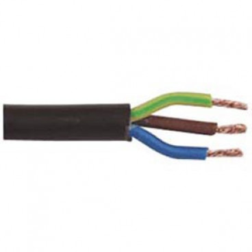 50 Meter Rundleitung, 3G x 1,5²mm H05 VV-F, schwarz, inkl. CU