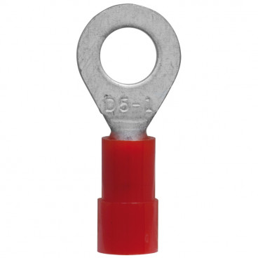 100 Stück Ringkabelschuh, PVC Isolation, für Kabel-Ø 0,5 - 1,5²mm  Anschluss 5 mm rot