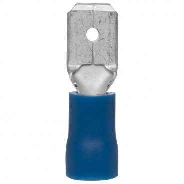 100 Stück Flachstecker, für Kabel Ø 1,5 - 2,5²mm  Anschluss 6,3 x 0,8 mm Blau