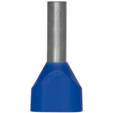 50 Stück Aderendhülse / Isolierstoffkragen, 2 Eingänge Ø 5,5²mm Länge 18 mm blau