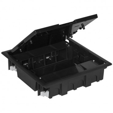 Bodeneinbaudose mit Klappdeckel für 8 Module 45x45 oder 16 Module 22,5x45mm