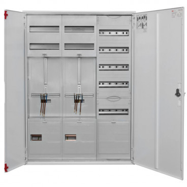 Zählerschrank TAB2000, 2x 3-Punkt Zählerpl. 1x Verteilerfeld 5-reihig mit APZ-Feld