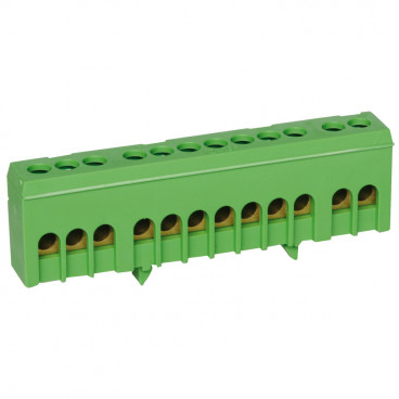 Neutralleiter Klemme für Normschiene, grün 16 mm² Anschluß 15-polig - Pollmann