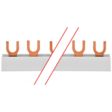 Gabel Phasenschiene, 10 mm², 2-polig, L-Form, für 6 FI/LS-Schalter - Pollmann