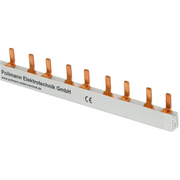 Steg Phasenschiene, 10 mm², 2-polig, L-Form, für 6 FI/LS-Schalter - Pollmann