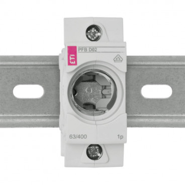Einbausicherungssockel 1-polig, Doppelfunktions Klemme bis 35 mm² D02 / 63A
