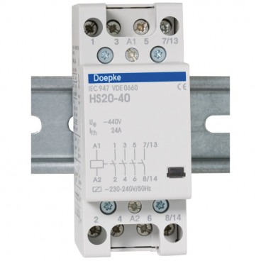 Installationsschütz Schütze, 20A, 4 Schließer bis 14KW - Doepke