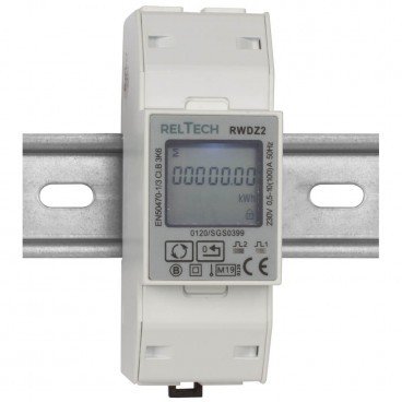 Stromzähler, für Wechselstrom, einphasig, 230V-AC/0,5-10(100)A, mit LCD-Zählwerk, MID-Konformitätserklärung