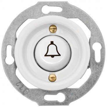 Tastereinsatz Kombi, Unterputz, mit Symbol 'Klingel', 10A / 250V, Porzellan weiß, THPG