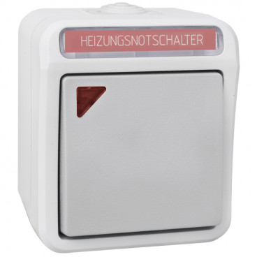 Heizungsnotschalter Feuchtraum Aufputz, grau / hellgrau, IP54, PERANOVA