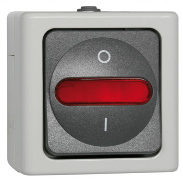 Schalter Kontroll - Wechsel, Aufputz, Feuchtraum, grau - hellgrau, Kopp Blue Electric