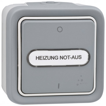 Heizungs - Notschalter, Aufputz, Feuchtraum, IP55, grau, LEGRAND PLEXO