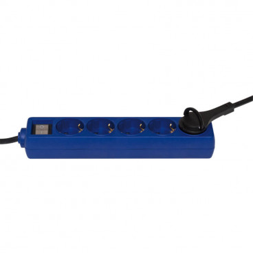 Steckdosenleiste 5 fach  H05 VV-F 3G x 1,5², blau, mit Schalter, mit Hebelgriff