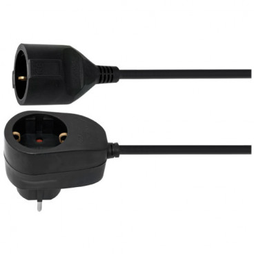 Schutzkontakt Verlängerung, H05 VV-F 3G x 1,5²mm, mit Power Split Stecker, 3 m, schwarz