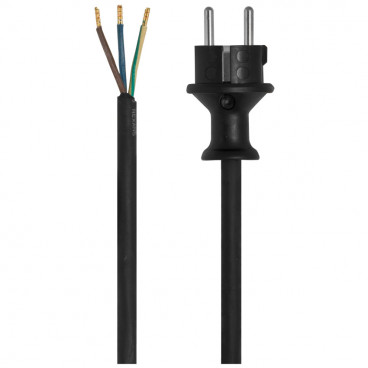 Gummi Anschlussleitung H07RN-F, 3 x 1²mm, 5 m, schwarz für Elektrowerkzeuge