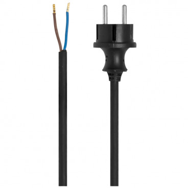 Gummi Anschlussleitung H07RN-F, 2 x 1²mm, 5 m, schwarz für Elektrowerkzeuge