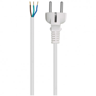 Anschlußzuleitung H03 VV-F, 3 x 0,75², 2 m, weiß mit Schutzkontakt Stecker