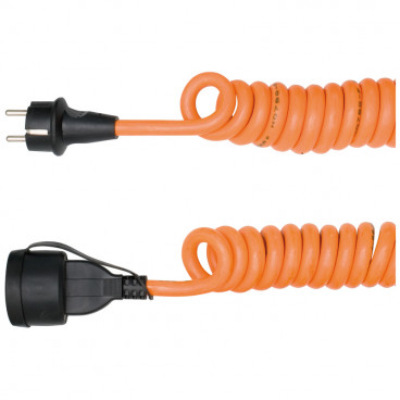 Schutzkontakt Wendel Verlängerung, H07 BQ-F, 3G x 2,5²mm , IP44, bis 5 m, orange