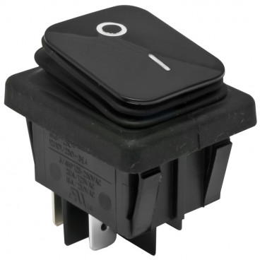 Einbau Wippschalter schwarz 250V / 16 (8)A, 2 pol Temoeratur bis 120°, IP65