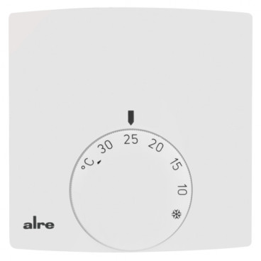 Raumthermostat Aufputz, 230V / 2 (1)A, +5 bis +30°, Wechsler, reinweiß