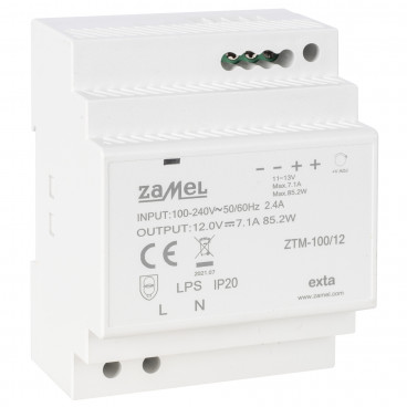 Reiheneinbau Netzteil 12V-DC  Eingang AC 100-240V Ausführung 85,2W (7,1A)