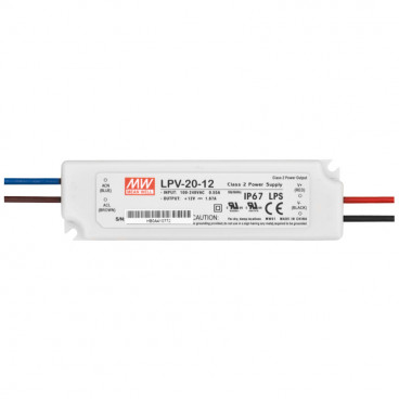 LED Netzteil 230V / 12V-DC / 20W Kunststoffgehäuse