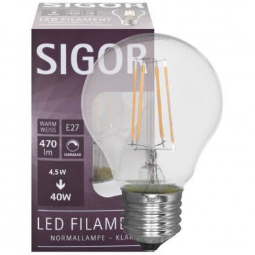 LED Filament Lampe AGL-Form, matt, E27 4,5W, 470 lm L 103, Ø 60 mm