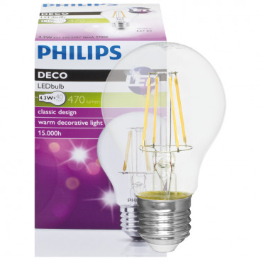 LED Fadenlampe, AGL, E27 / 4,3W, klar, 470 lm, Philips