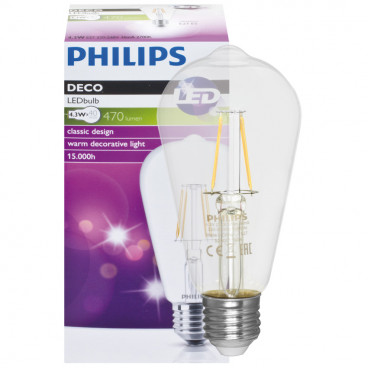 LED Fadenlampen, Edison, E27 / 240V / 2,3W, klar, 250 lm, Philips