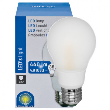 LED Lampe, AGL E27 / 4,8W, opal, 440 lm, 3000K LED´s light
