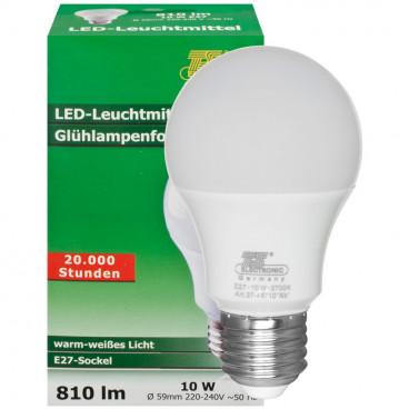 LED Lampe, AG LED CLASSIC, E27 / 10W, satiniert, 810 lm, 2700K TS Electronic