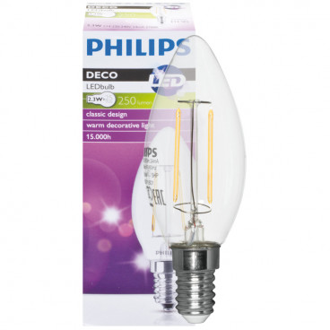 LED Lampe, Kerze, E14 / 2,3W, klar, 250 lm, Philips