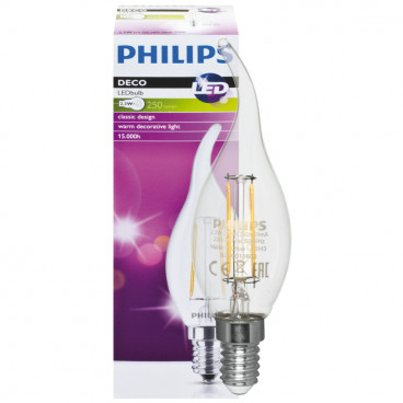 LED Lampe, Windstoßkerze, E14 / 2,3W, klar, 250 lm, Philips