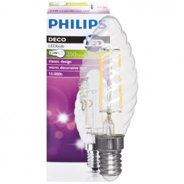 LED Lampe, Kerze, E14 / 2,3W, klar, 250 lm, Philips
