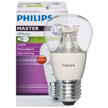 LED Lampe, Tropfen, MASTER LEDluster, E27 / 4W, klar, 250 lm, Philips