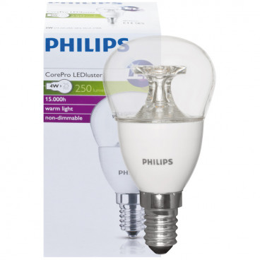 LED Lampe, Tropfen, COREPRO LEDluster, E14 / 4W, klar, 250 lm, Philips