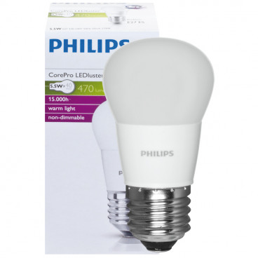 LED Lampe, Tropfen, COREPRO LEDluster, E27 / 5,5W, matt, 470 lm, Philips