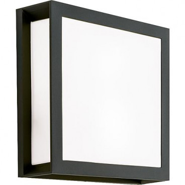 Wandleuchte IP44 anthrazit Alu-Druckguss, Glas Acryl opal matt 2xE27/15W
