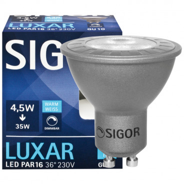 LED Lampe, Reflektor, LUXAR, GU10 / 4,5W, 230 lm, 2700K, Sigor