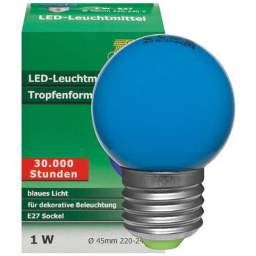 LED Lampe, Tropfen, E27 / 1W, blau, Dekolampe, TS-Electronics