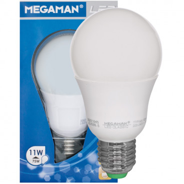 LED Lampe, AGL LED CLASSIC, E27 / 11W, opal, 1055 lm, 2800K Megaman