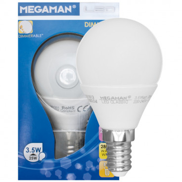 LED Lampe, Tropfen, LED CLASSIC, Ultra Compact, E14 / 3,5W, opal, 250 lm, Megaman