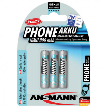 Akku, DECT, NiMh, 1,2V / 800 mAh, Micro für Telefone (Blisterware)