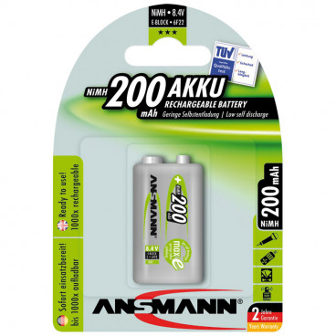 Akku, MAX E, NiMh, 8,4V / 200 mAh, Block, 9V (Blisterware)