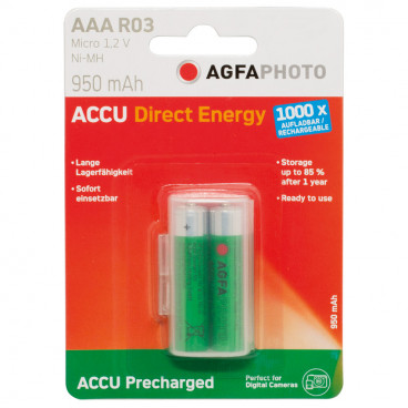 Akku, DIRECT ENERGY, NiMh, 1,2V / 950 mAh, Micro, AAA (Blisterware)