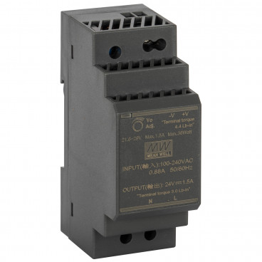 LED Reiheneinbau Netzteil  HDR, 24V-DC / 36W (1,5A) Kurzschlusssicher